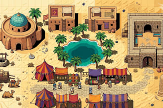 design 2d top down pixel art rpg srpg tileset map scenes background environments