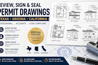 review, sign and seal permit drawings for texas arizona california