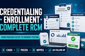 do credentialing enrollment and a to z rcm from intake to payment posting