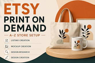 do etsy pod store setup, etsy digital store design, SEO product listing