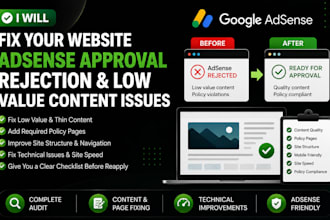 fix your website adsense approval rejection and low value content issue