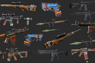 create 3d game weapons gun model, gun animation and game ready 3d game assets