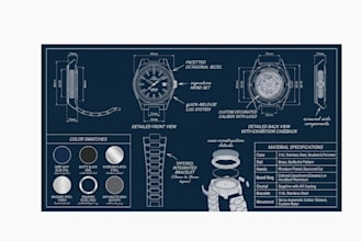 design watch tech pack jewelry 3d cad design pendant ear ring 2d drawing