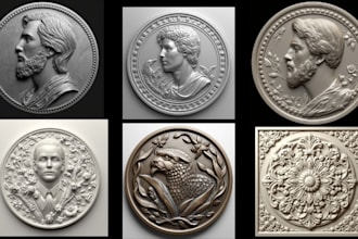 convert image to 3d bas relief sculpt 3d medalion bas relief model for cnc print