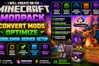create or fix minecraft modpack convert mods optimize cobblemon server setup
