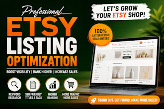 optimize your etsy SEO listing, product listing, and improve your etsy ranking