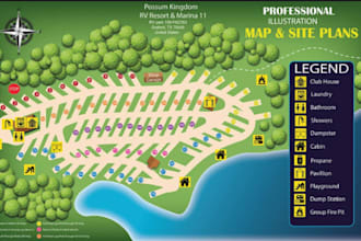 design custom campground map, rv park map, and resort site plan