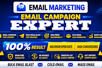 send cold email campaign, bulk email blast and mass email marketing outreach