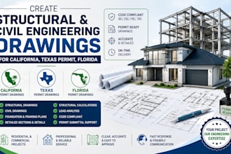 create structural civil engineering drawings for california texas permit florida