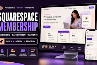 build squarespace membership website with gated content and payments