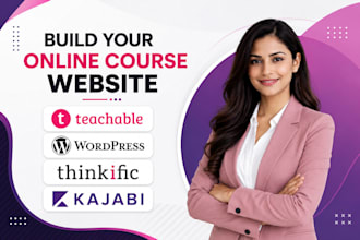 do online course website in kajabi, learnworld teachable, thinkific or wordpress