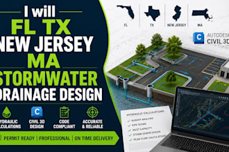 fl tx new jersey ma stormwater drainage design hydraulic calculations civil 3d
