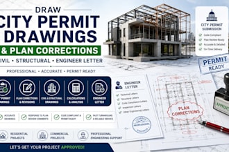 draw city permit drawings and plan corrections civil structural engineer letter