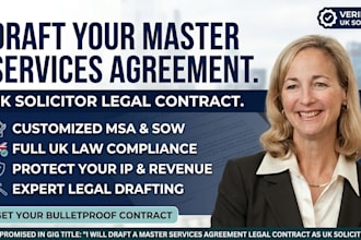 draft a master services agreement legal contract as uk solicitor