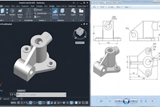 transform hand sketches into cad blueprints, 2d drafts, plans and tracing work