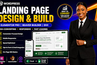 build a wordpress landing page with elementor pro, beaver builder or divi