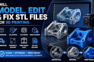 model, edit and fix stl files for 3d printing