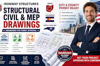 provide structural civil mep drawings engineer stamp for ohio co nc city permit