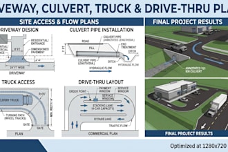 design driveway, culvert, truck access and drive thru plans