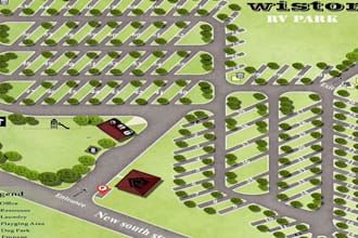 design custom rv parks, city maps, parking lots in vector illustrator