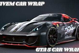design high quality 3d car wrap mockups, fivem livery car wrap, rc sport wrap
