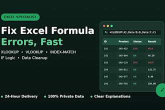 fix excel formula errors using xlookup,vlookup and index match