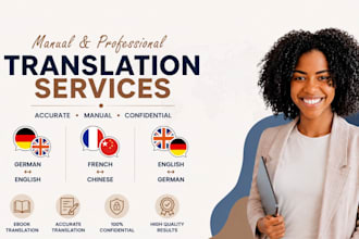 do manual translation from german to english, french ebook translation chinese