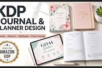 design journals, planners, workbooks and prayer journals for KDP