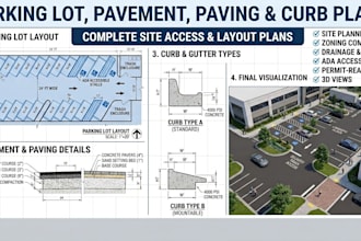 design parking lot, pavement, paving and curb plans