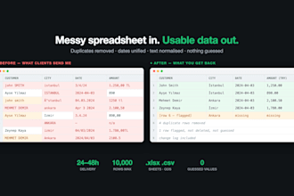 clean, format and deduplicate your messy excel data