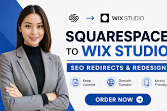 migrate squarespace to wix studio with seo redirects and redesign