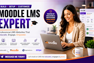setup install customize and manage moodle lms upload quizzes custom theme design
