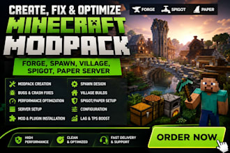 fix create optimize modpack minecraft forge, spawn,village,spigot,paper server