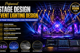 do stage design event lighting design 3d stage visualization and dmx programming