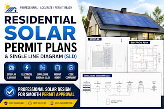 design residential solar permit plans and single line diagram sld