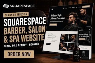 design or redesign squarespace barber salon beard oil spa beauty booking website