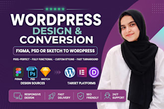 convert figma, psd or sketch to divi and elementor pro wordpress website