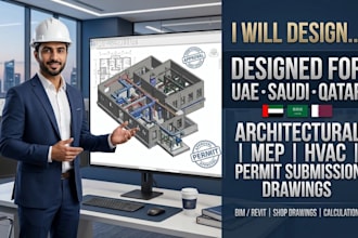 design uae saudi qatar architectural mep hvac and permit submission drawings