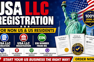 do USA llc creation, USA llc registration, and ein for non US and USA residents