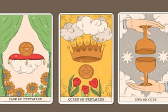 illustrate custom tarot playing card, uno card, oracle decks, tabletop game