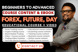 create forex trading ebook, futures course, options trading, day trading video