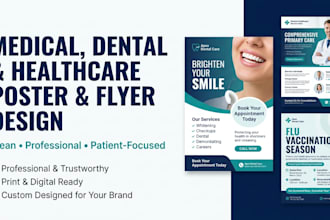 do expert medical, dental and healthcare center posters, banner and flyer design