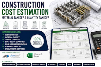 do material takeoff and construction cost estimation as cost estimator, boq