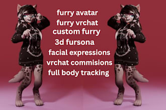 custom furry vrchat avatar 3d character facial tracking expressions 3d fursona