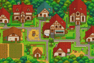create pixel art environment, forest, dungeon, village tileset, rpg map, tilemap