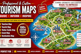 design tourism map, tourist map, visitor guide map, event and destination map