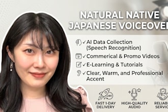 record natural native japanese voiceover or audio data