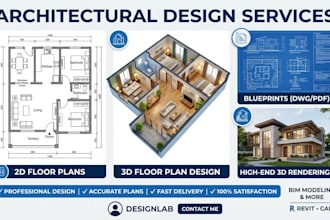 autocad 2d floor plan, 3d floor plan design, blueprints and 3d rendering bim