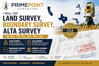 do land survey, boundary survey, alta survey in ca tx fl ny nc nj