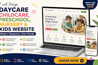 design daycare childcare preschool nursery and kids website